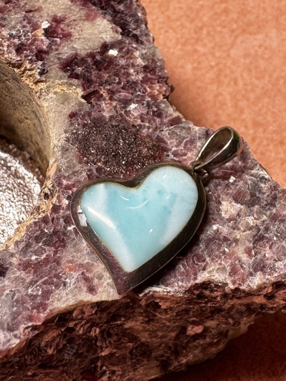 Small Larimar heart Sterling Silver Pendant